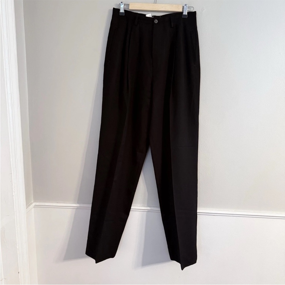 L.L Bean Wool 100% Size 10 /Medium Tall Black Pleated Women’s Pants - Picture 3 of 11